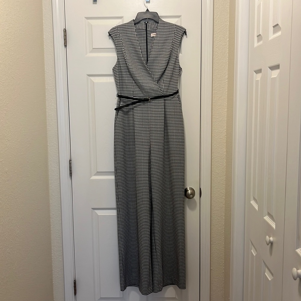 Calvin Klein houndstooth belted jumpsuit